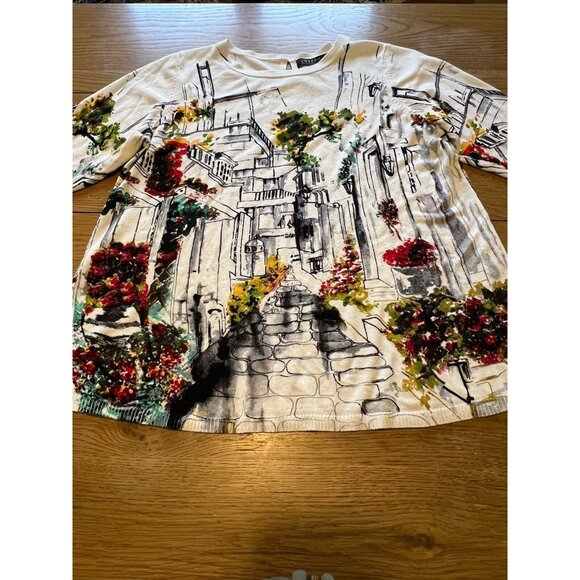 Joseph A. Women Sweater Size L Knit Novelty Print Artsy Street Classic Designer - Picture 12 of 12